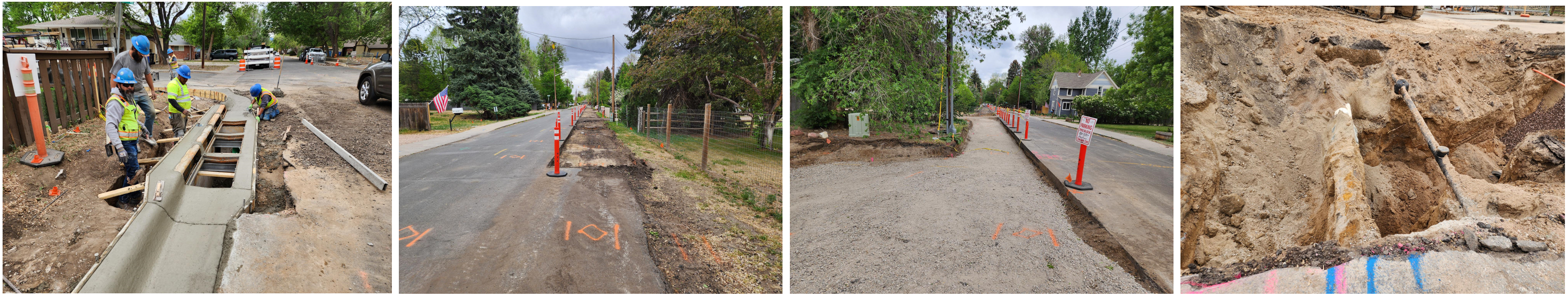 Pictures of curb and inlet installation.