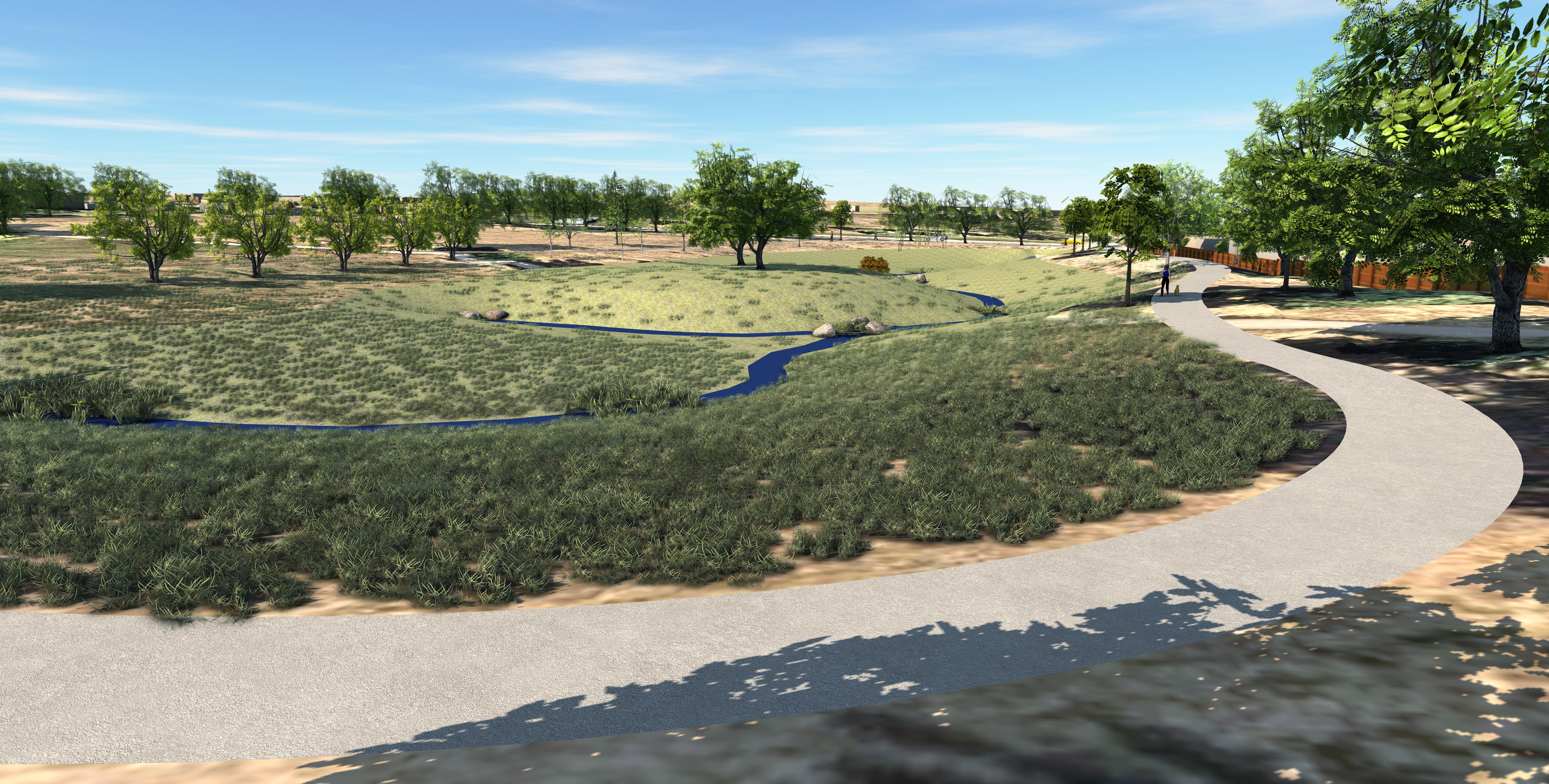 Rendering of the stormwater improvements on the east side of Quail Street Park