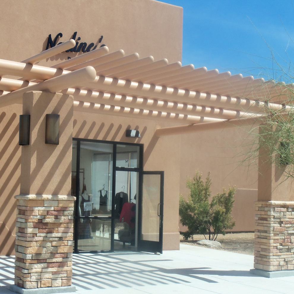 Building with awning