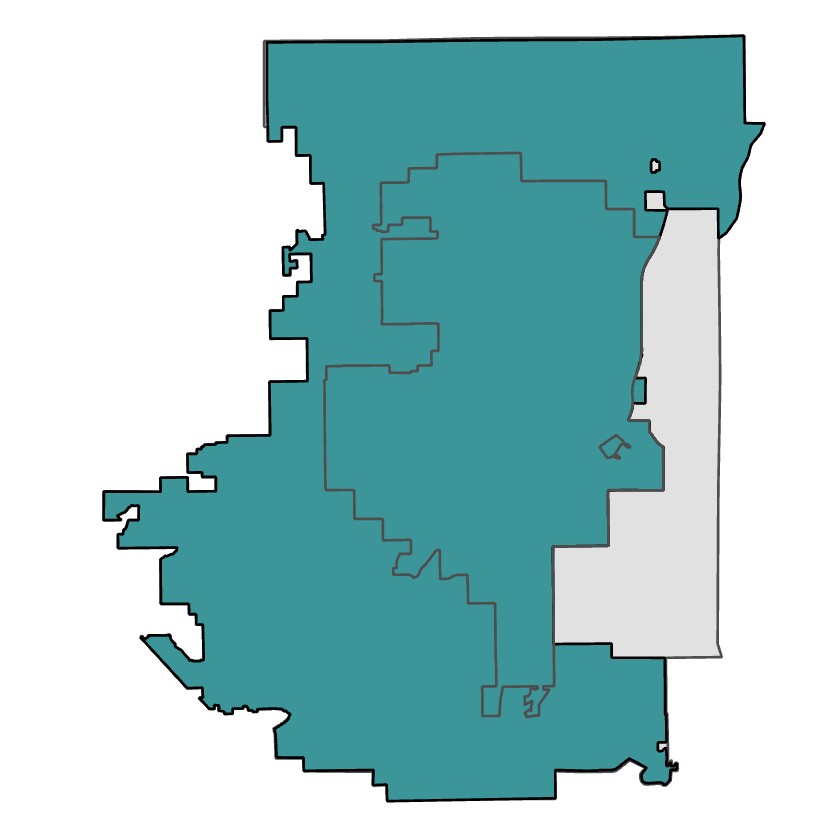 Map showing the urban service boundary