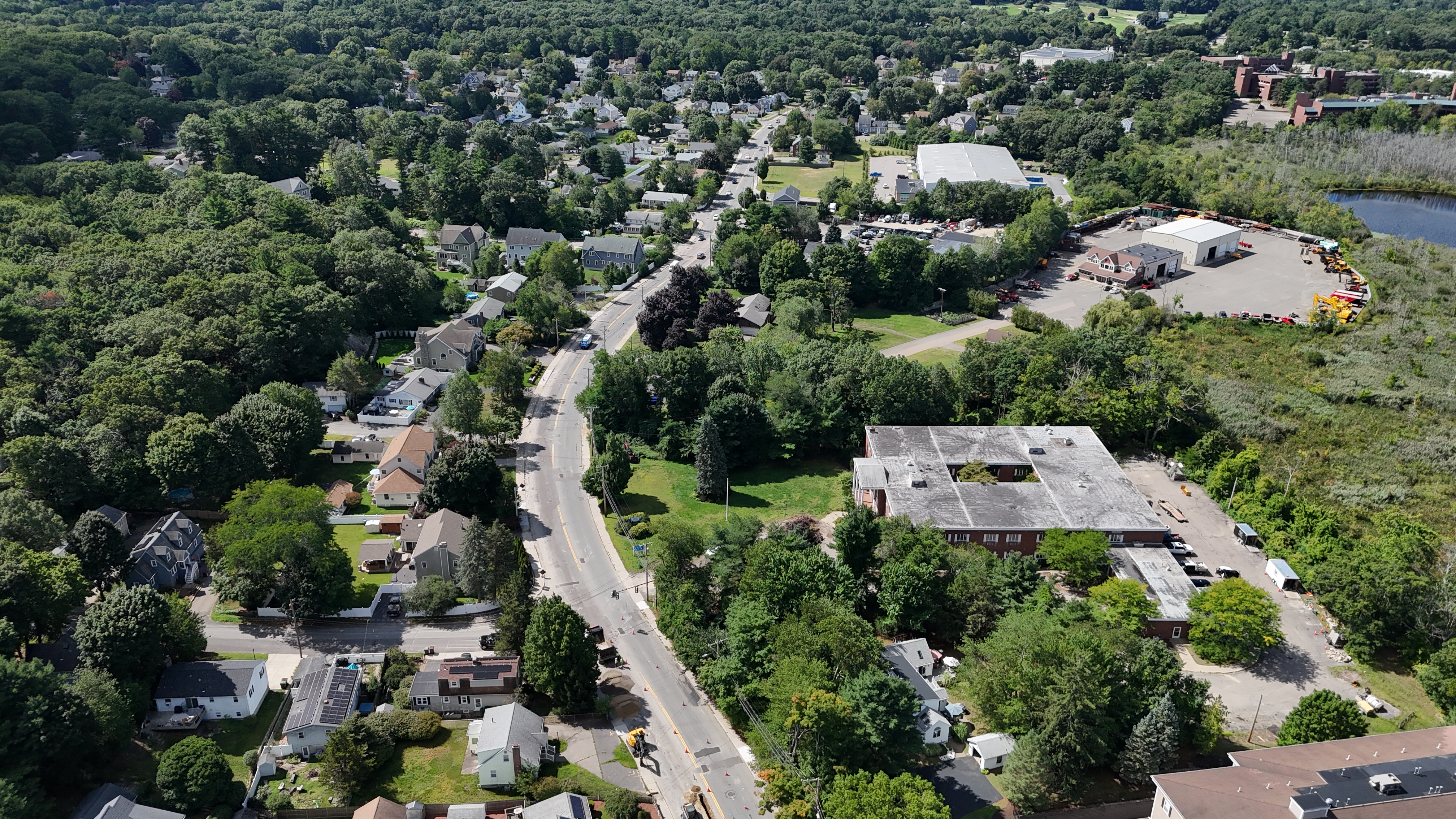 Birdseye view of East Street looking southwest