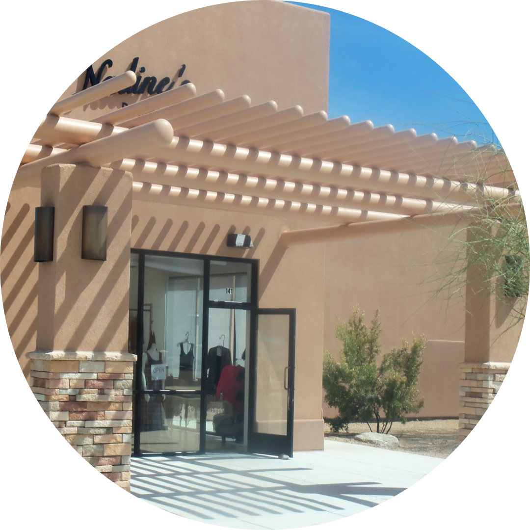Building with awning