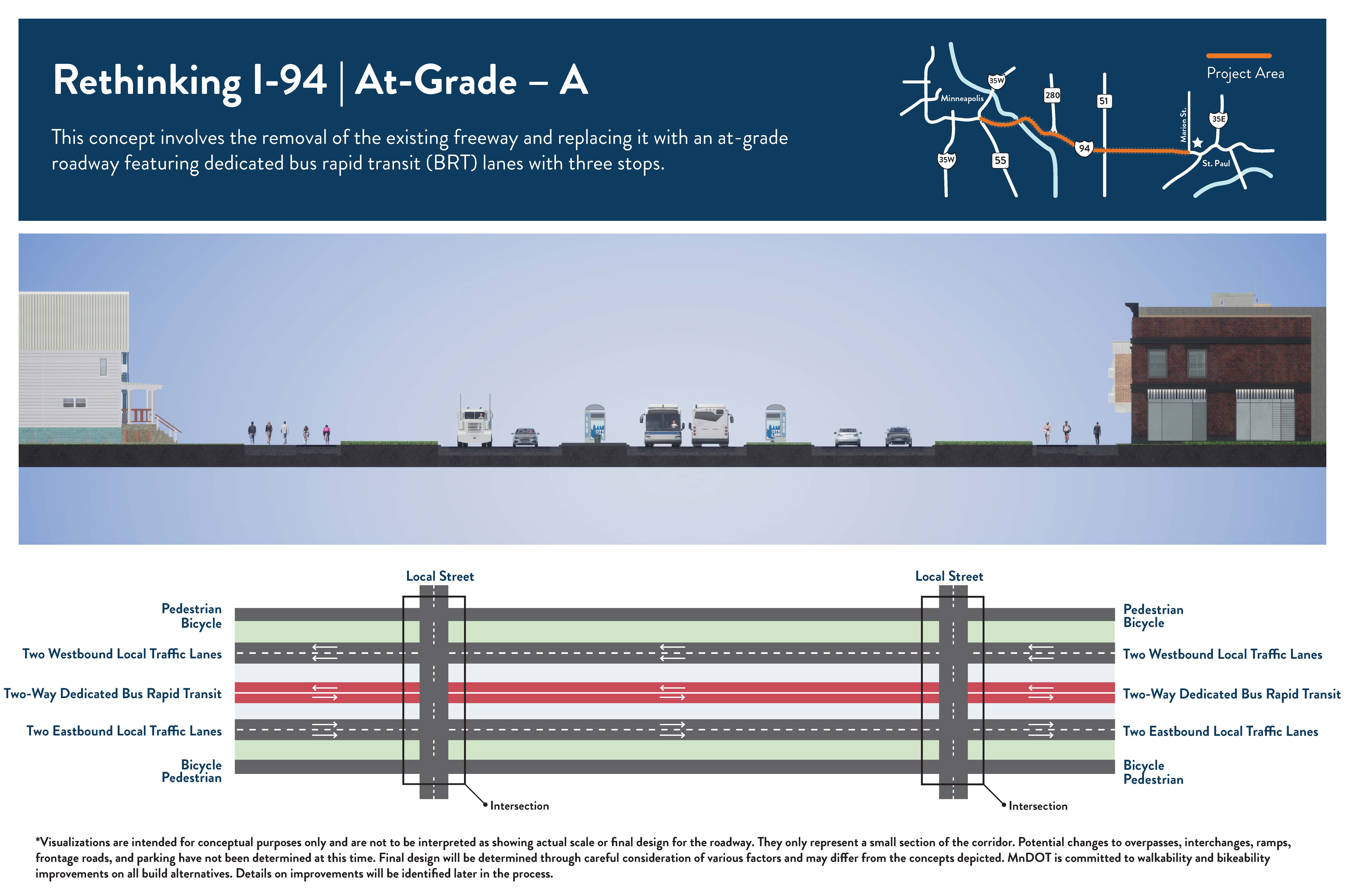 Graphic showing At Grade A design alternative.