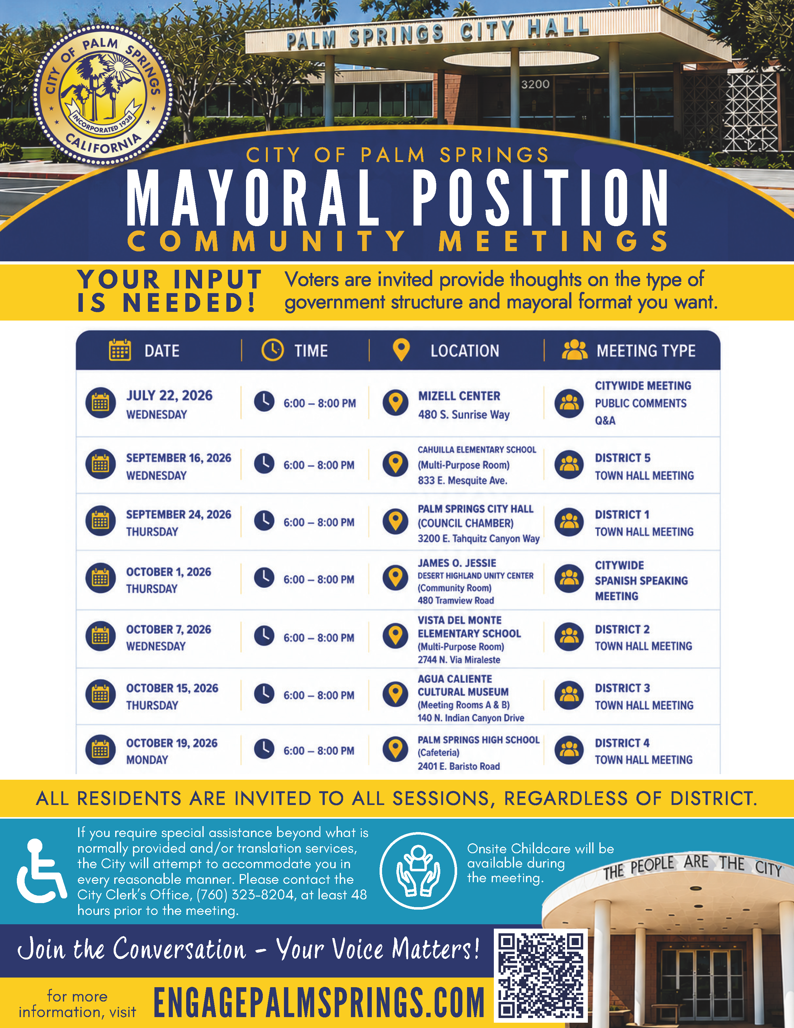Mayoral Position Community Meetings | Engage Palm Springs