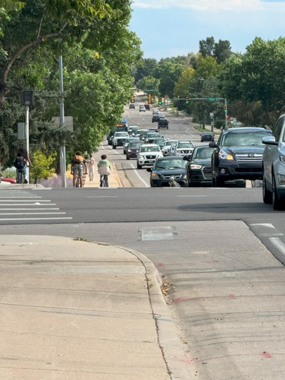 A photo showing traffic moving northbound on Shields Street at Prospect Road.