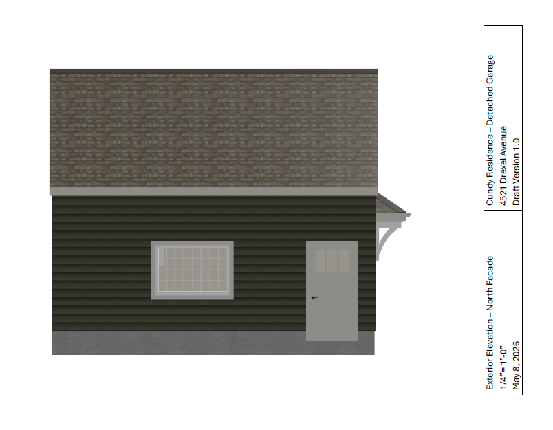 North facade of the proposed garage at 4521 Drexel Ave. 