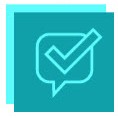 Blue checkmark in a speech bubble