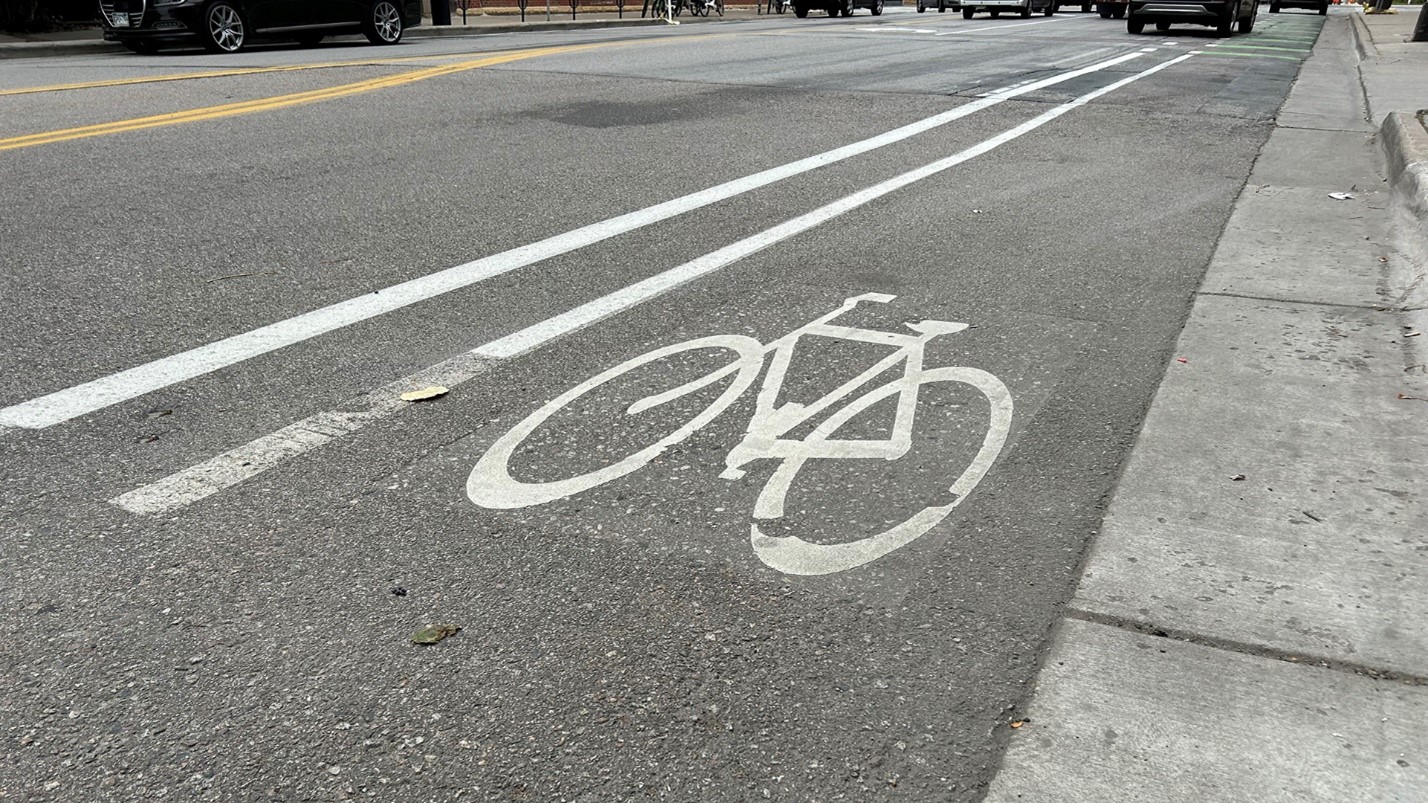 An on-street bike lane