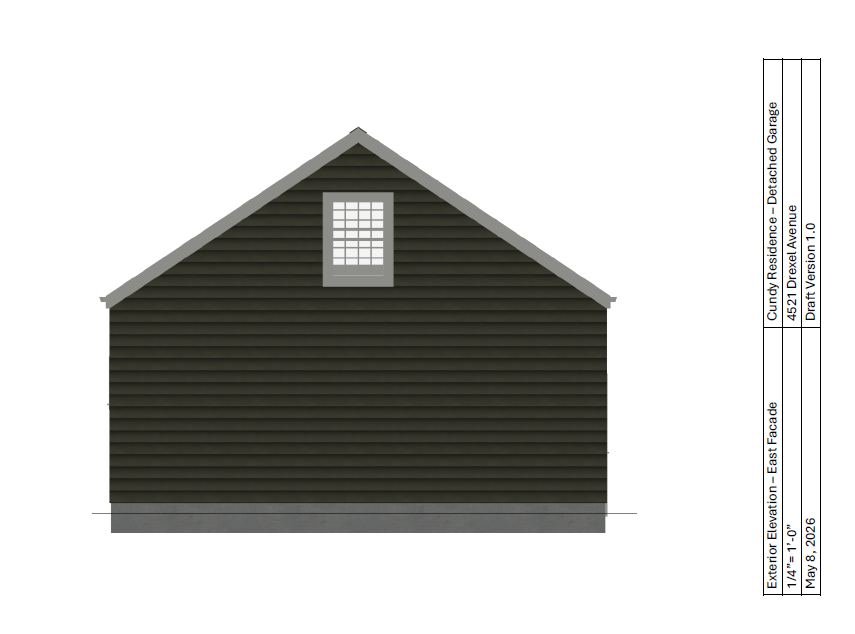 East facade of the proposed garage at 4521 Drexel Ave. 