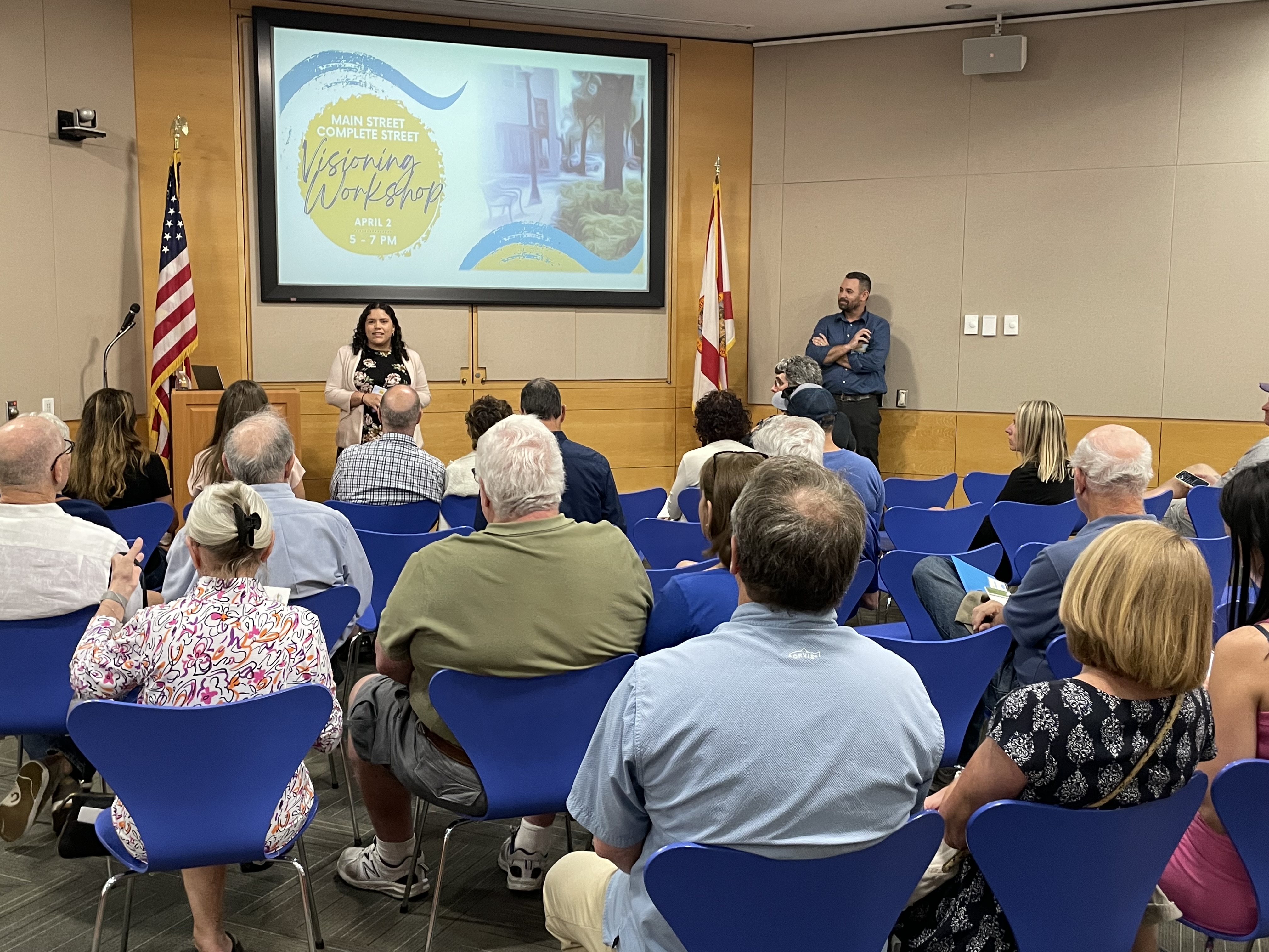 Chief Transportation Planner presenting at the Main Street Visioning Workshop on April 2, 2024.