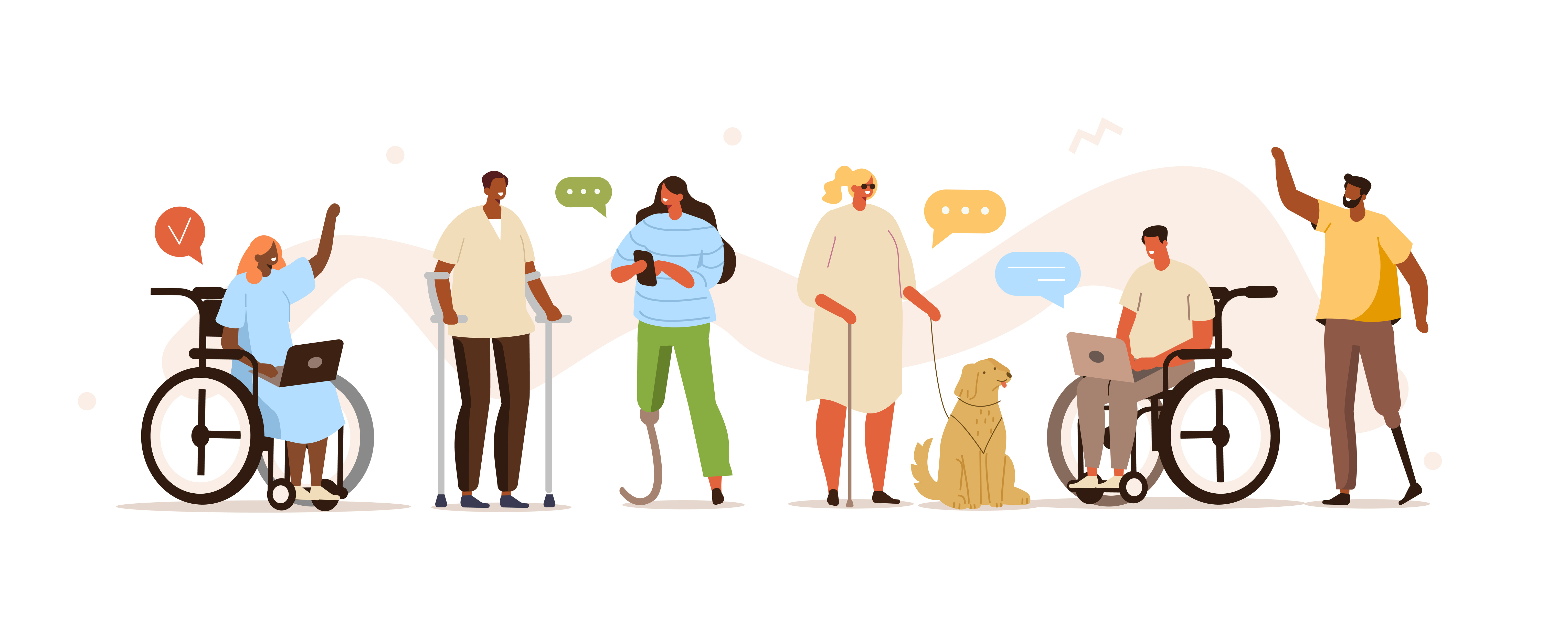 Illustration of people with various types of disabilities. 