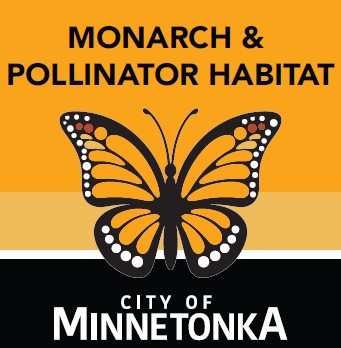 City pollinator program logo reading Monarch and Pollinator Habitat and showing a monarch butterfly