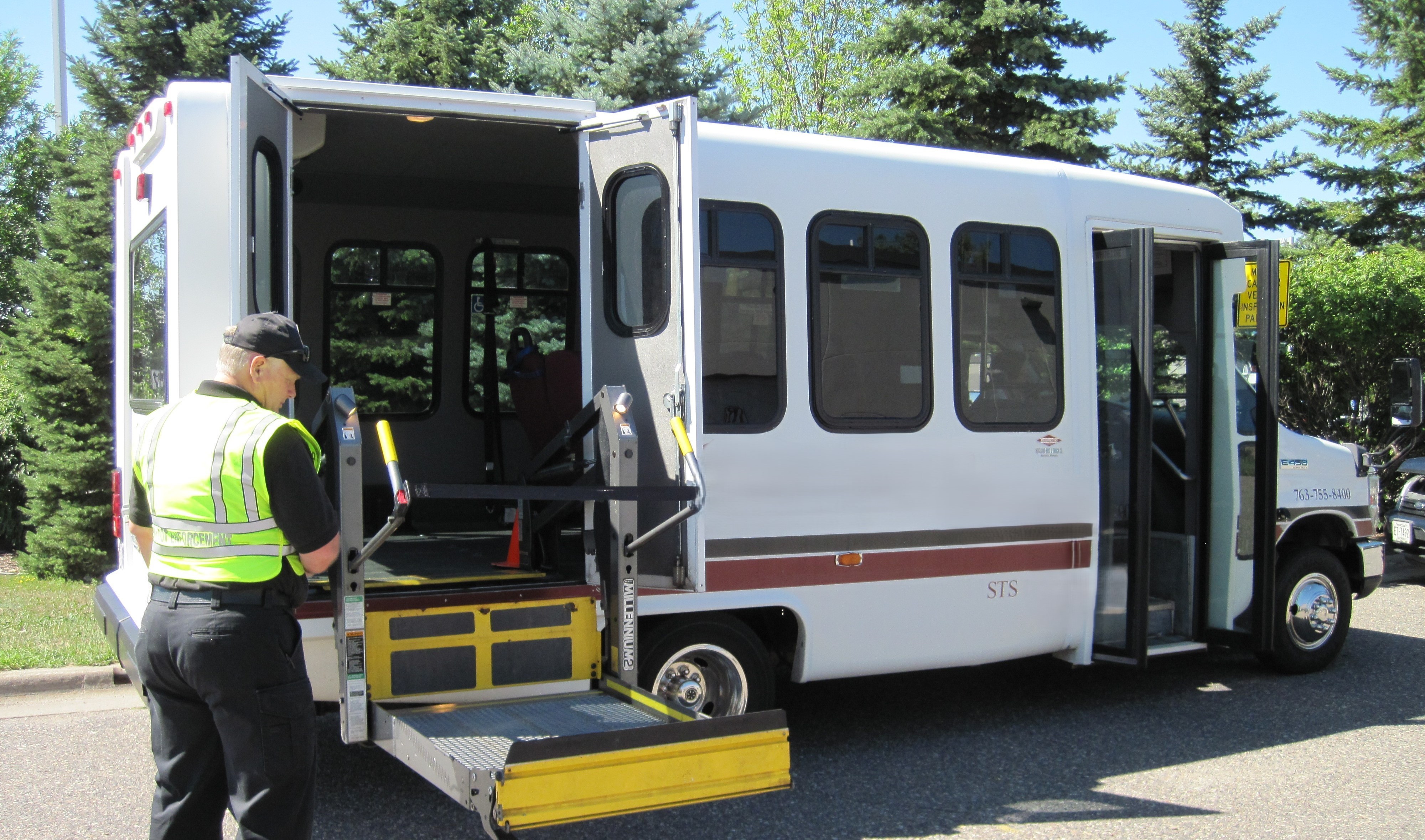 MnDOT inspector inspects a wheelchair accessible vehicle