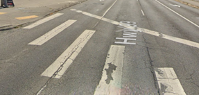 An image showing a section of SR 99 with crosswalk markings. 