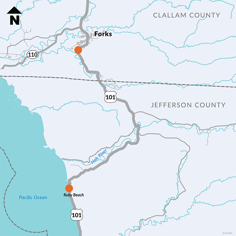Map of US 101 Grader fish passage project location