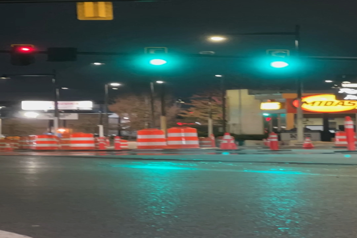 Nighttime paving in action 