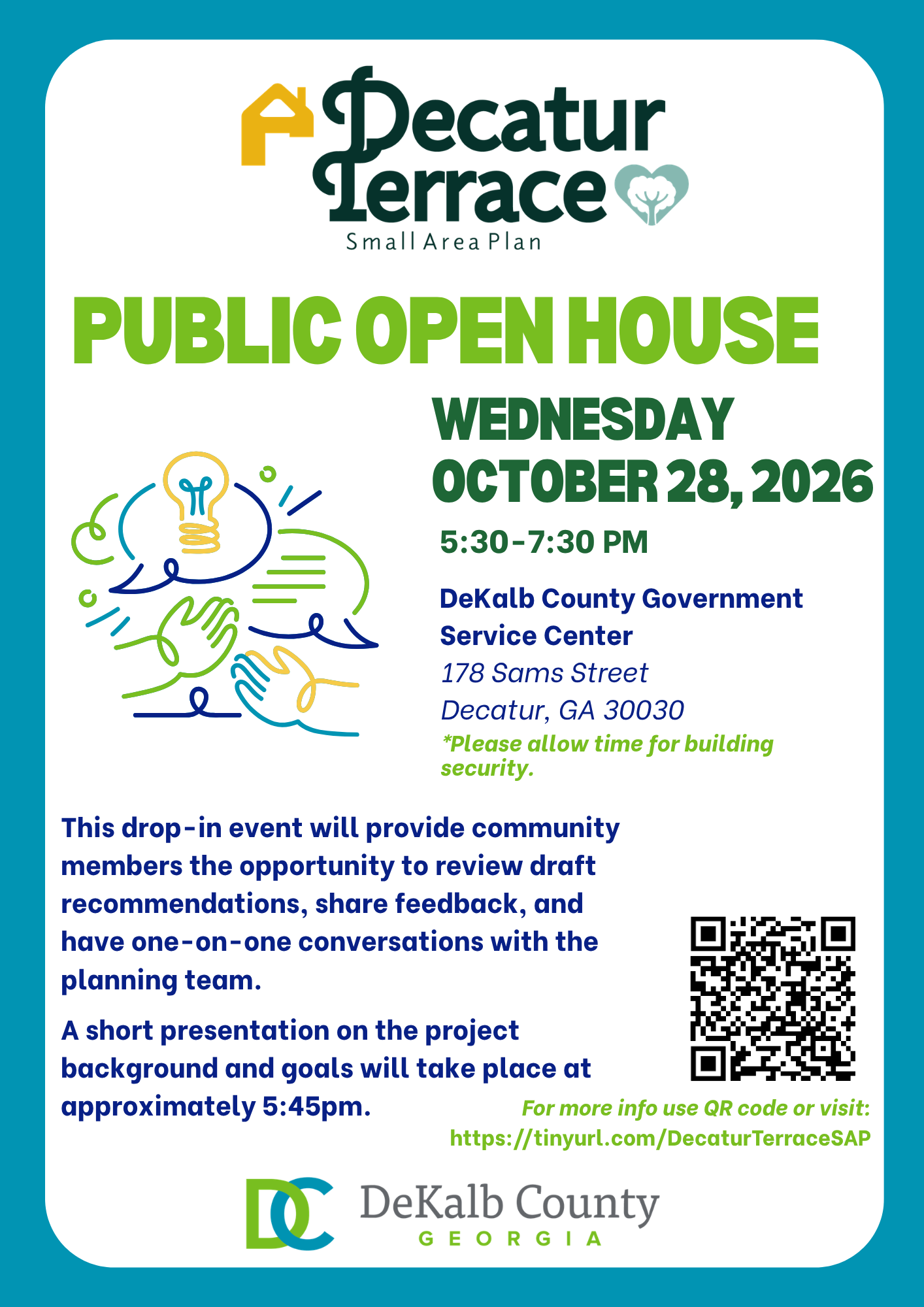 Decatur Terrace Public Open House Wednesday, October 28th at 178 Sams Street, Decatur, GA 30030