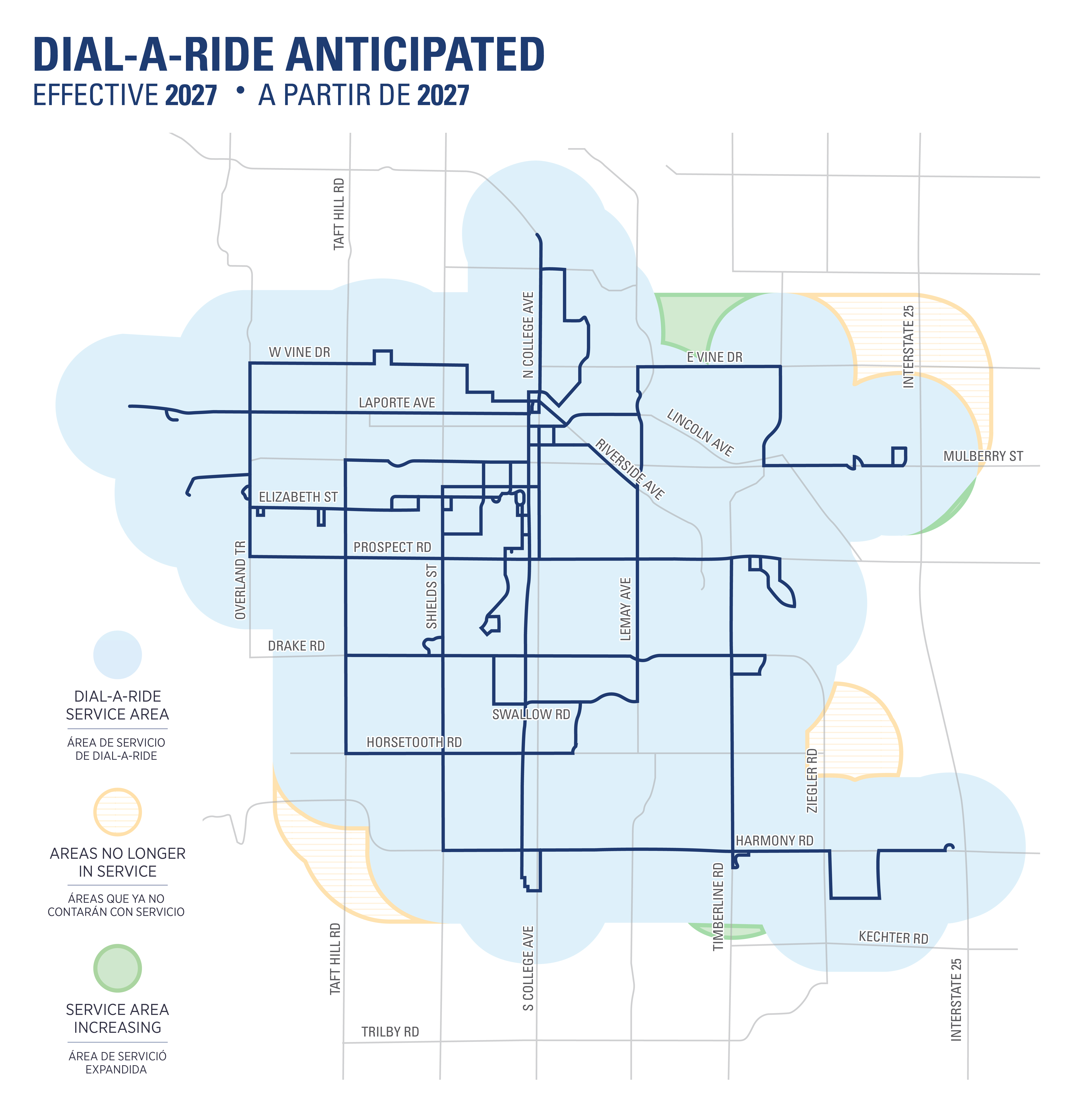 This map shows expected changes to Dial-a-Ride coming in 2027.