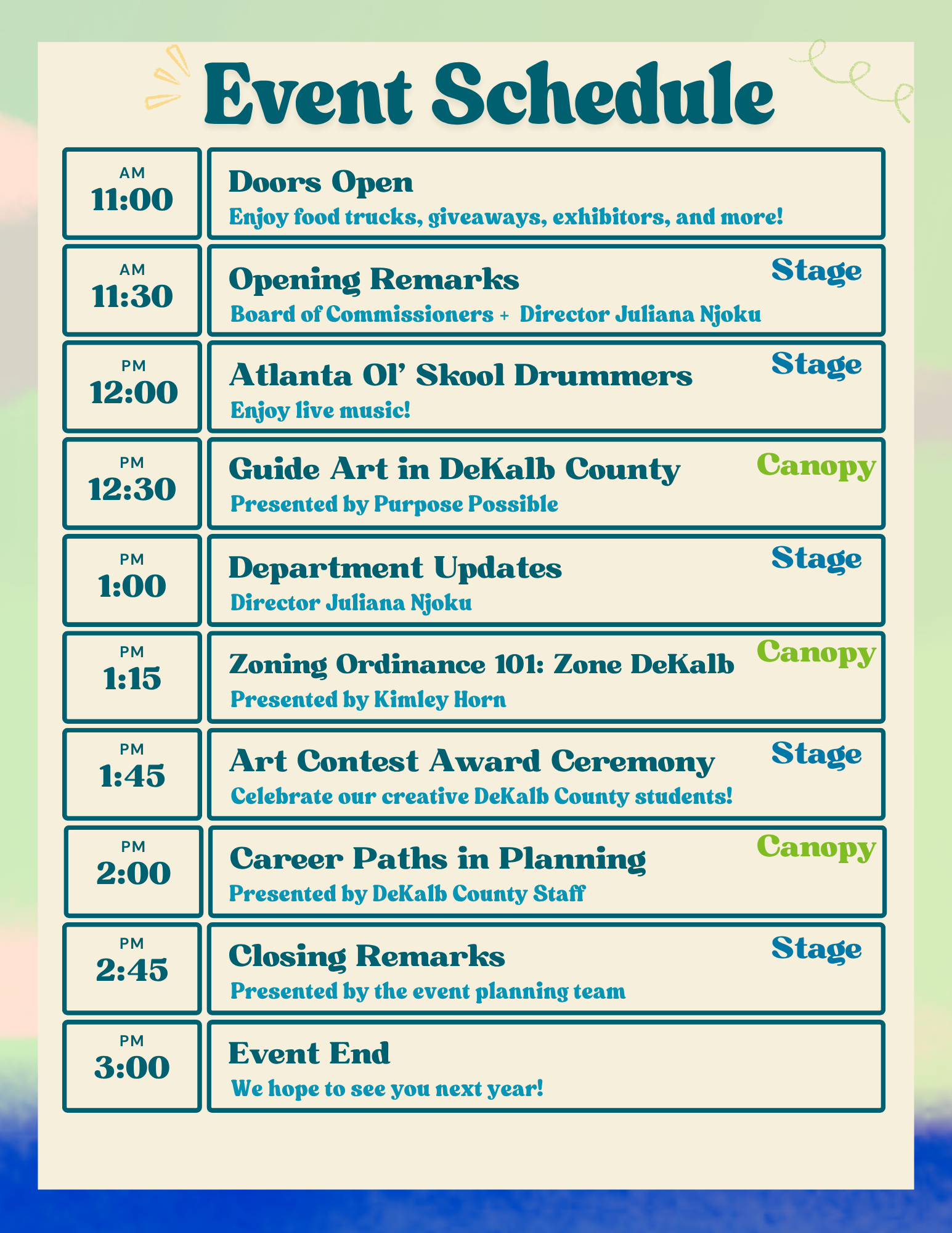 World Planning Day Event Schedule