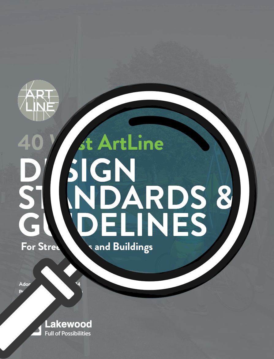 Cover of the current 40 West ArtLine DSG with a magnifying glass over the top of it.