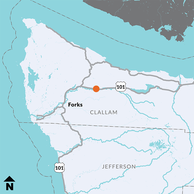 Map showing location of US 101/Northwest US 101 fish passage projects