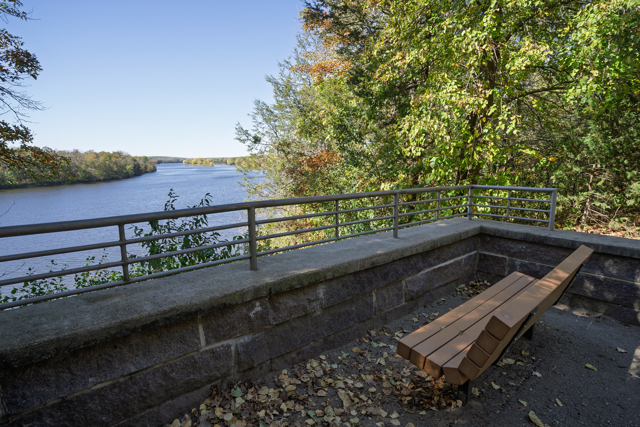Park bench overlook at a river