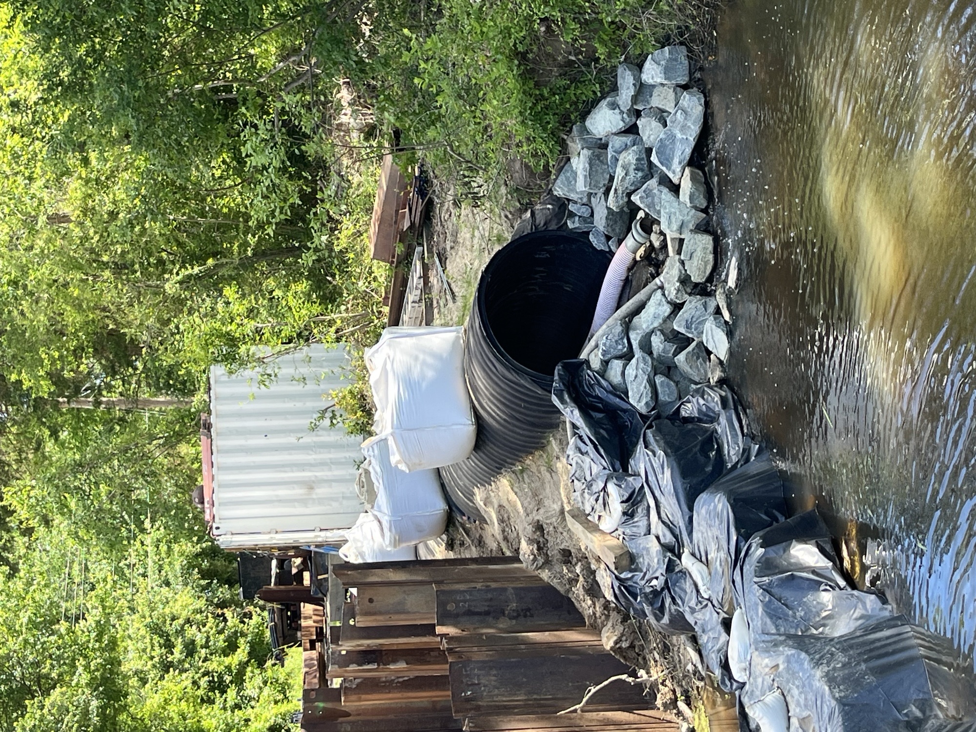 New drainage pipe installation