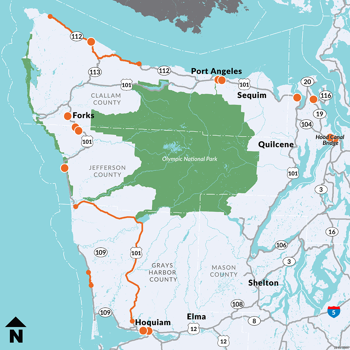 Map of Olympic Peninsula 2026 construction