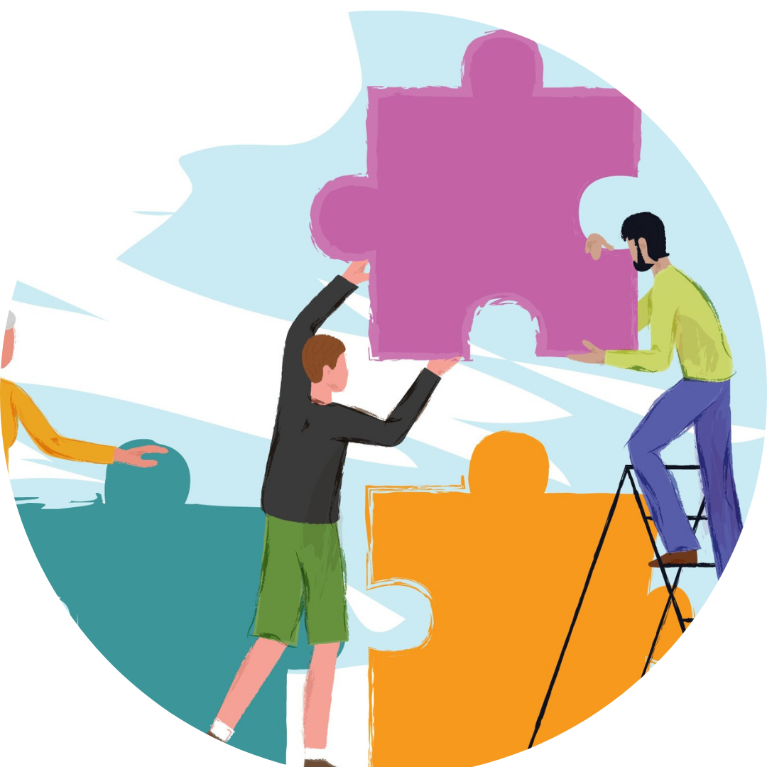 Illustration of people working together