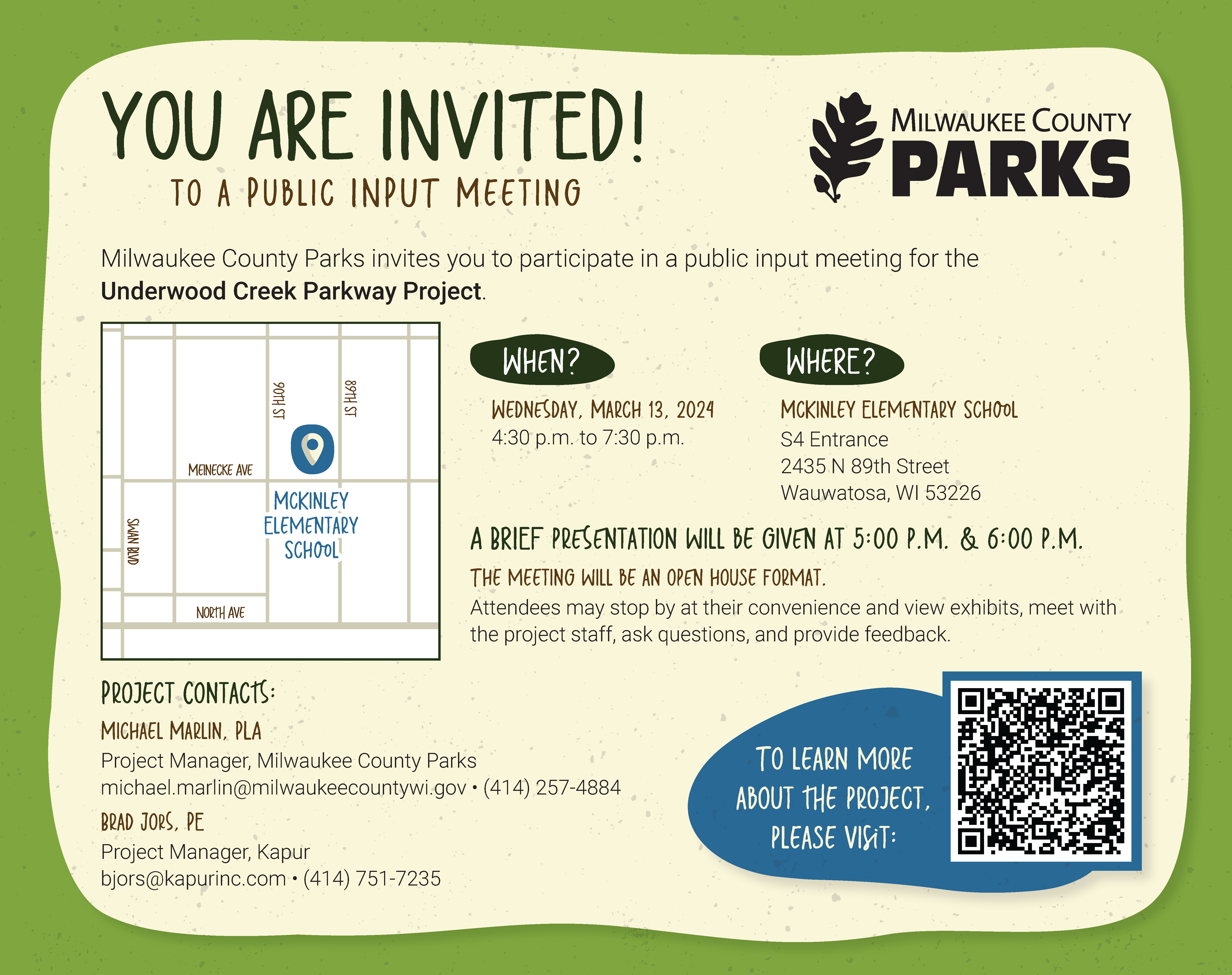 Underwood Creek Parkway Redesign Milwaukee County, WI