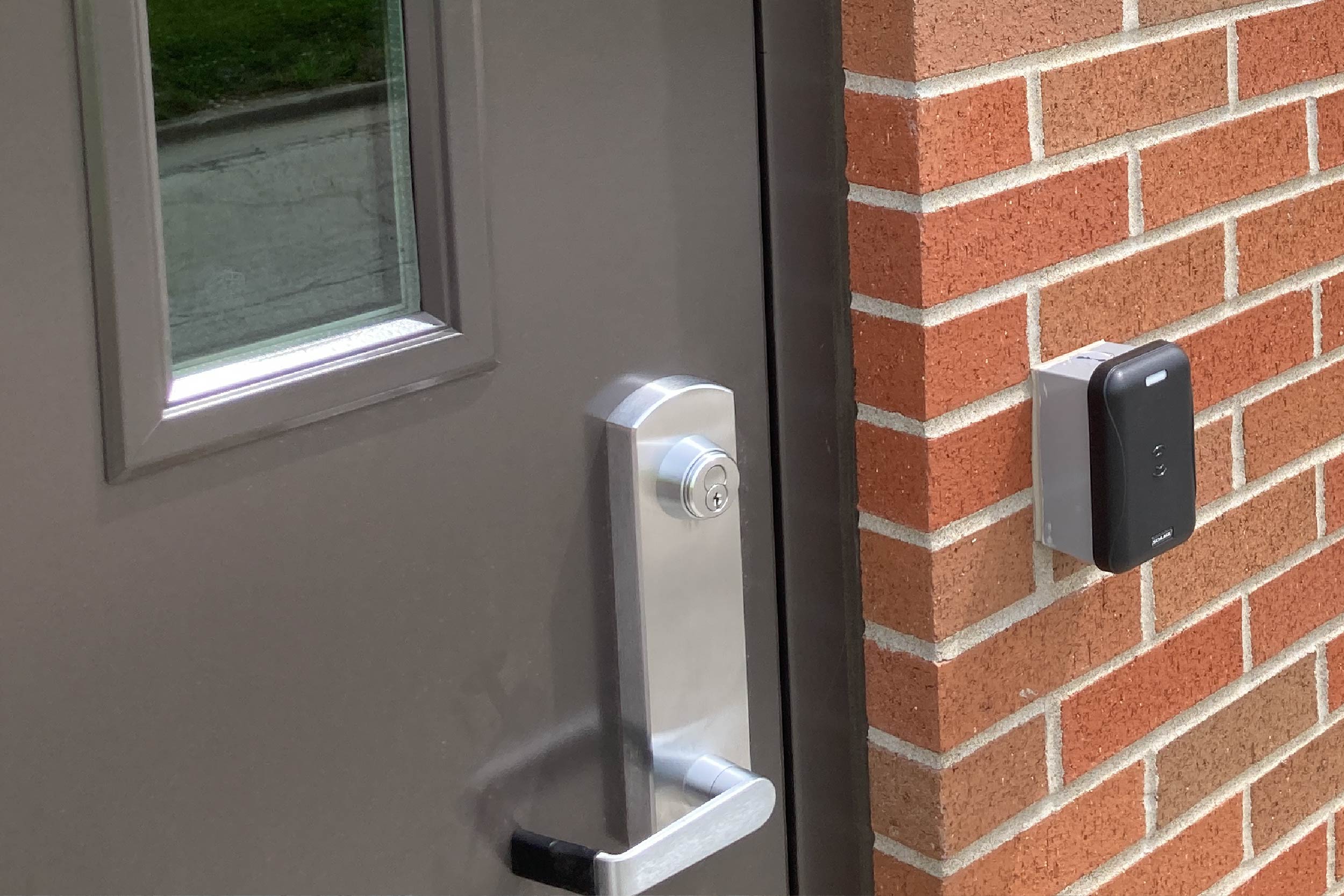 New doors have been installed at the new chemical building.