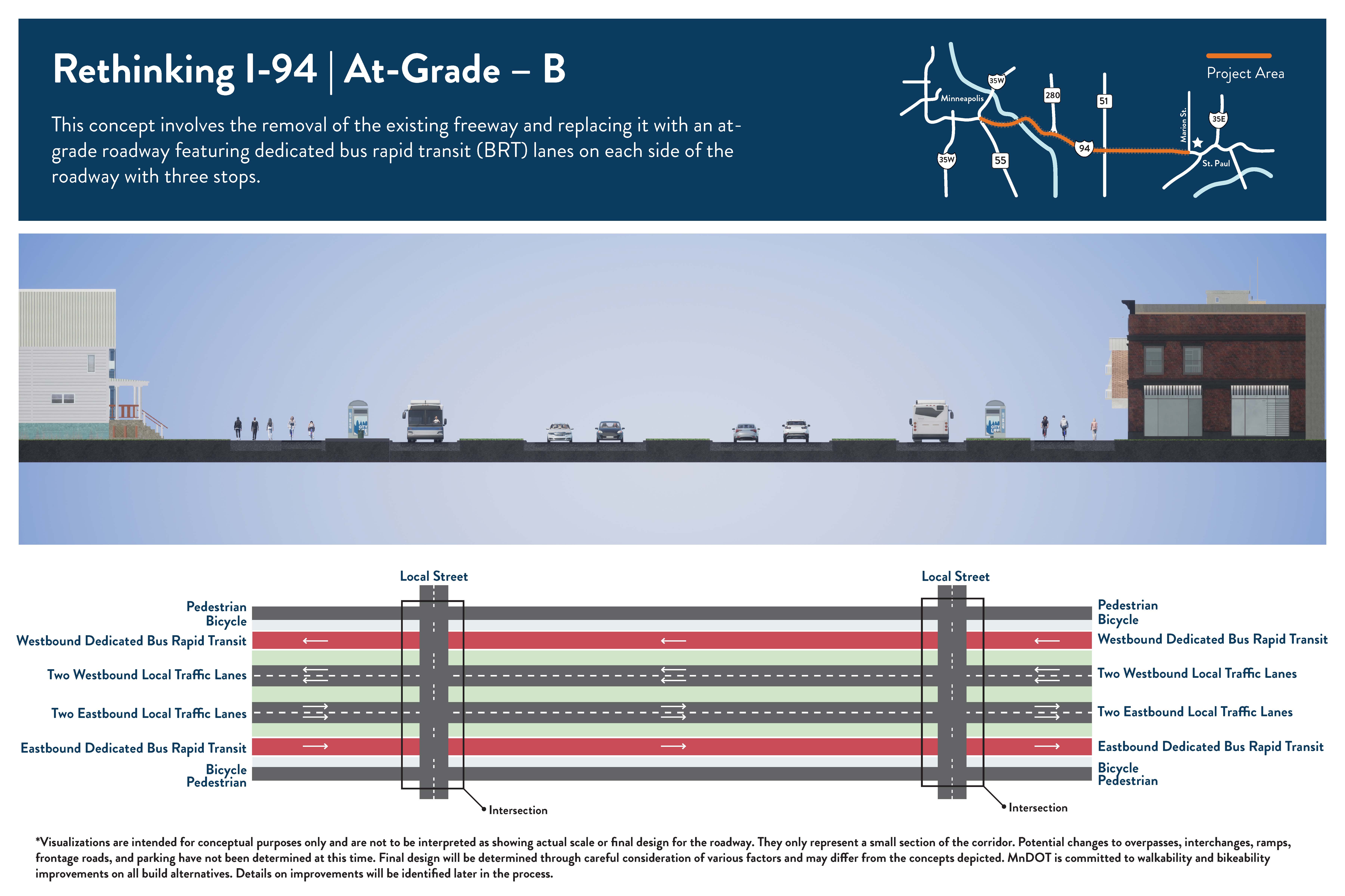 Graphic showing At Grade B design alternative.