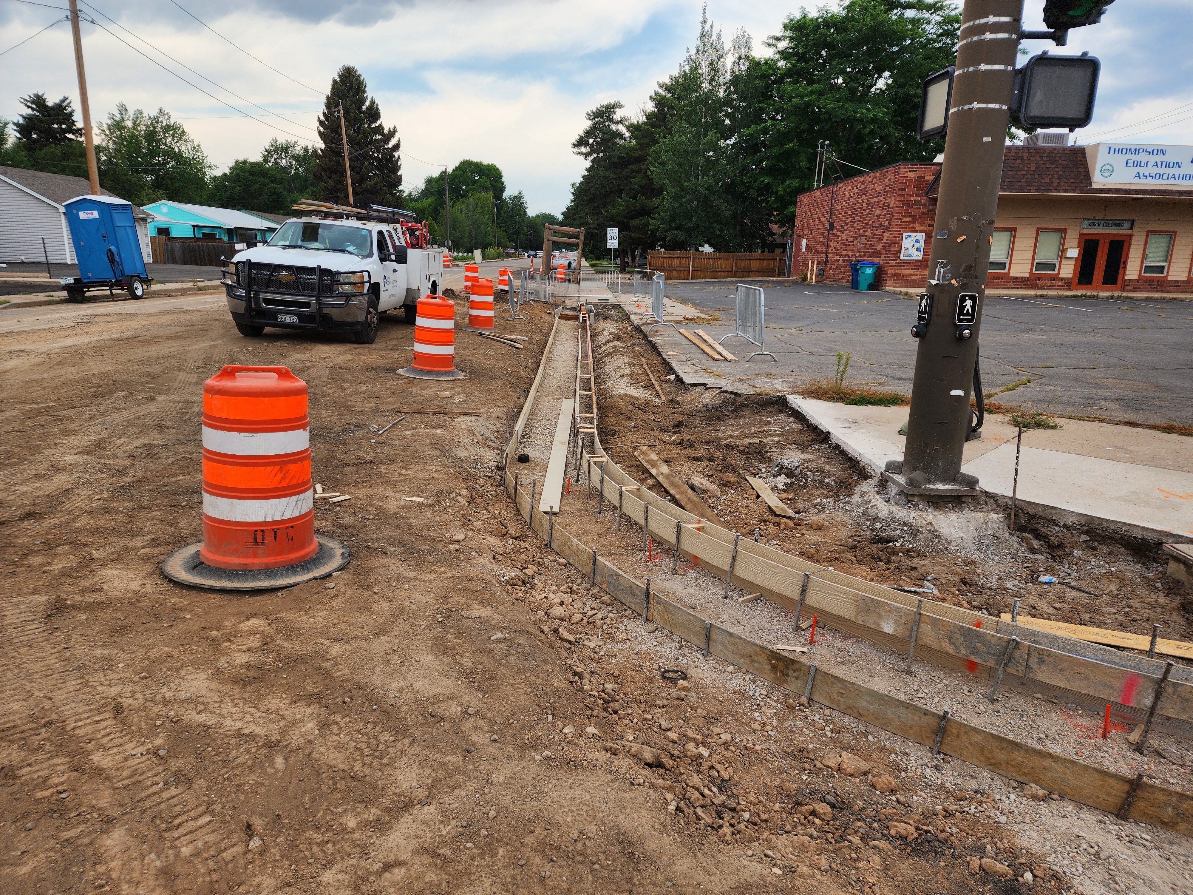 Curb and gutter forms along 8th Street