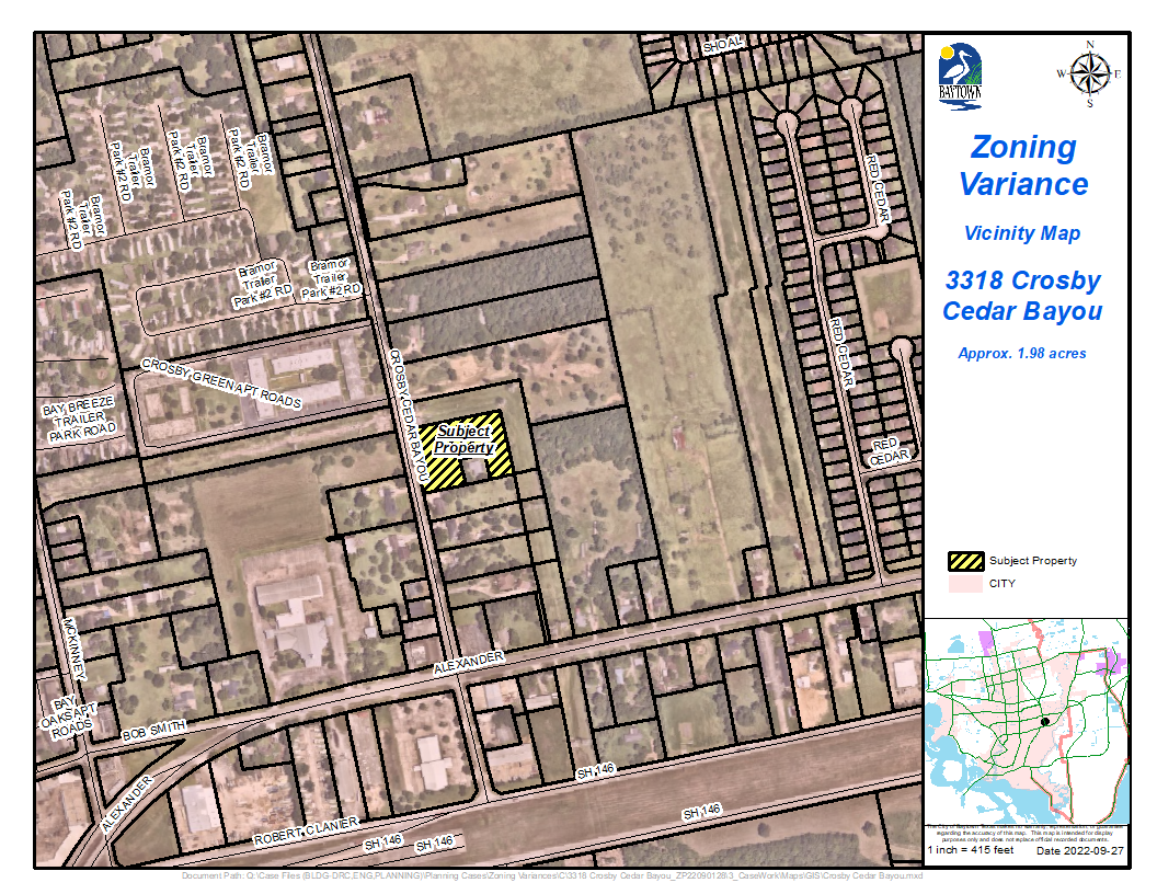 3318 Crosby Cedar Bayou Zoning Variance Baytown Engage