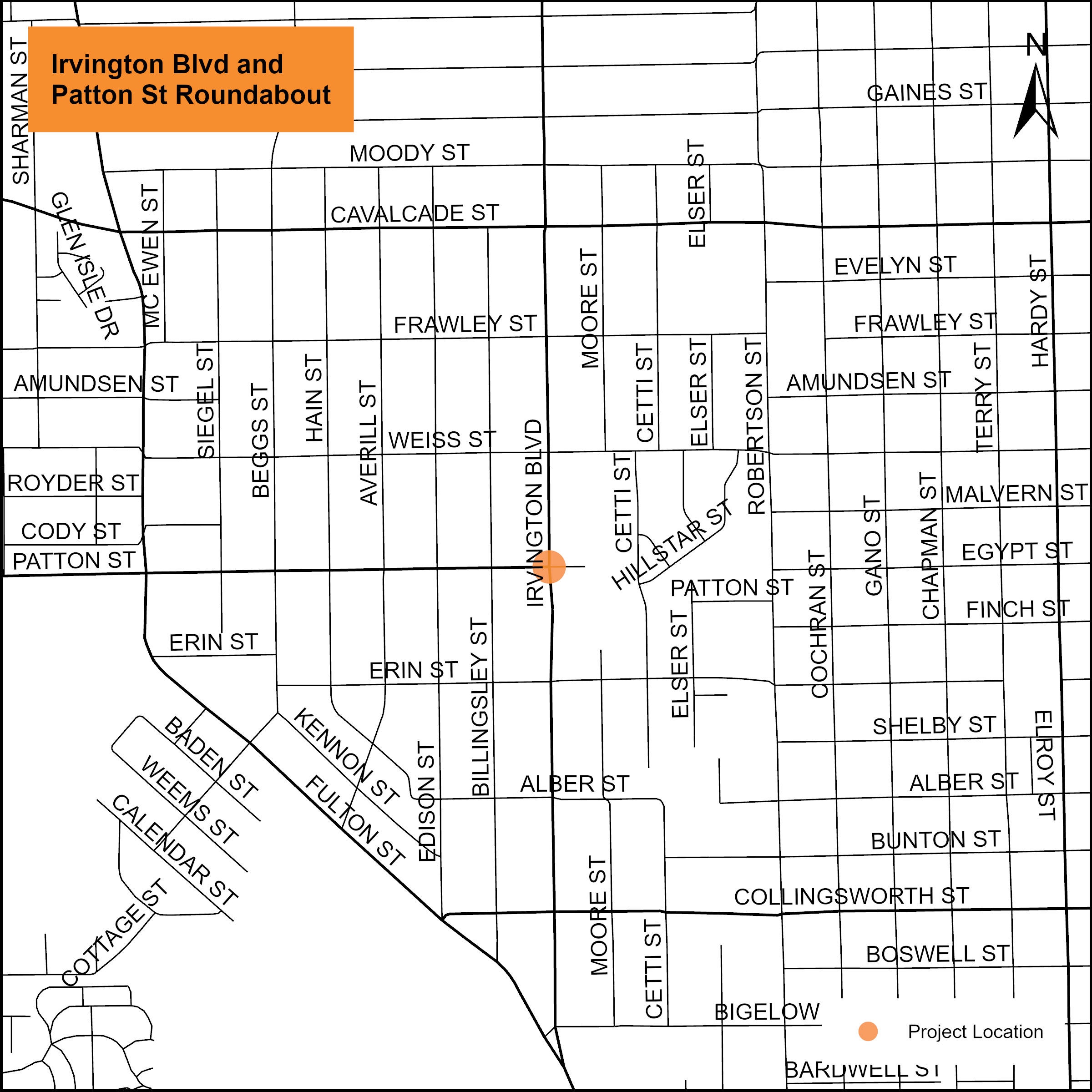 Irvington Ave at Patton St Roundabout Engage Houston