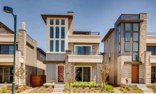 Several multi-storied single housing units in a row