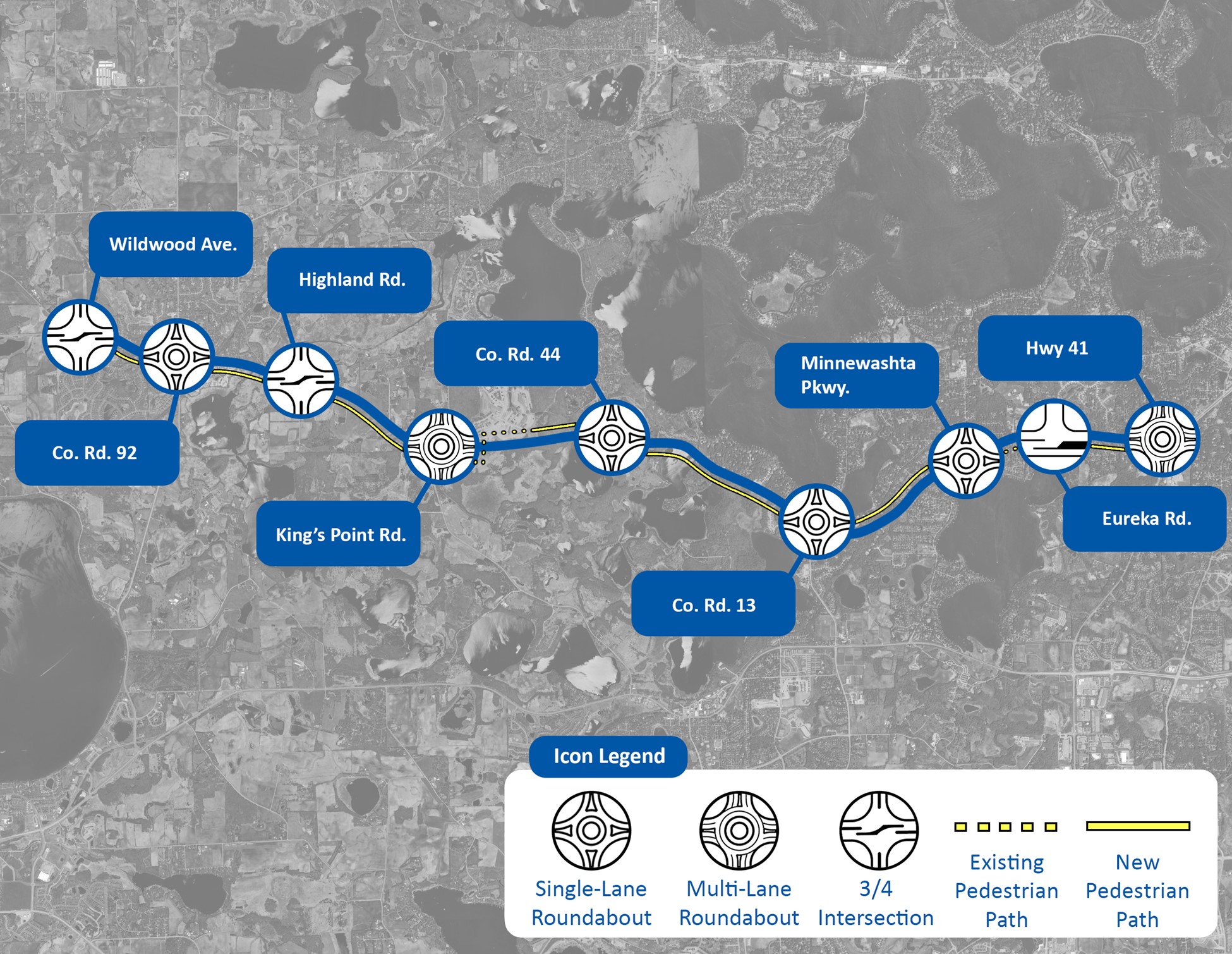 Map of Segment 1 proposed intersection improvements.