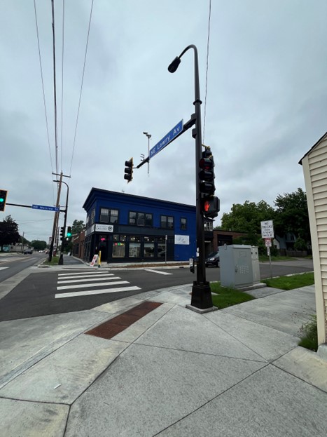 A crosswalk at Lowry Avenue in Northeast Minneapolis