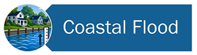 Illustration of coastal waterway with rising water