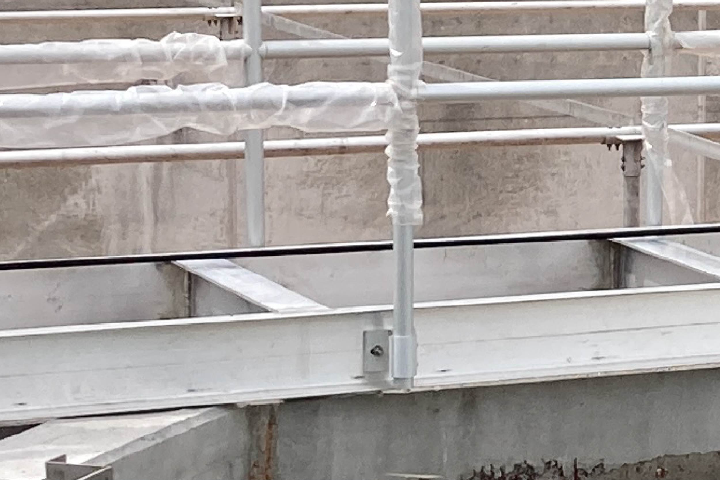 A new bridge between the Primary and Secondary basins in Clarifier 2 is nearly completed.