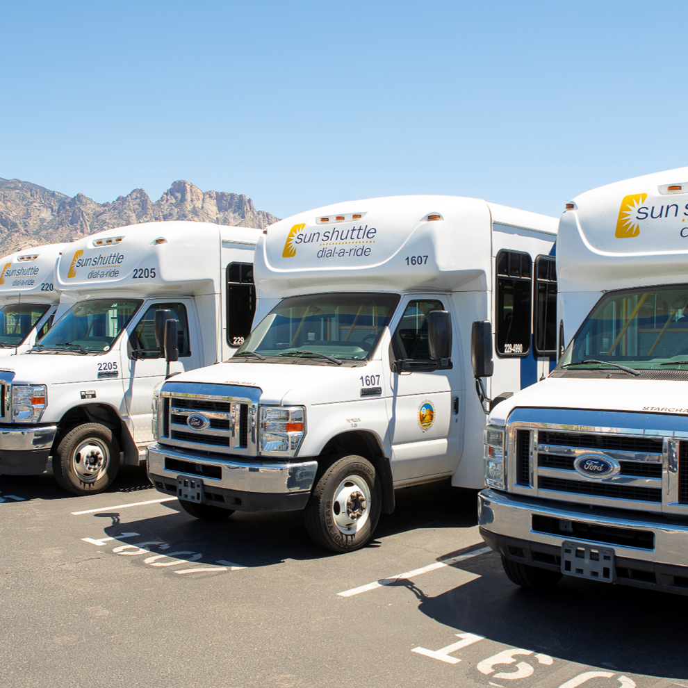 Dial A Ride busses. 