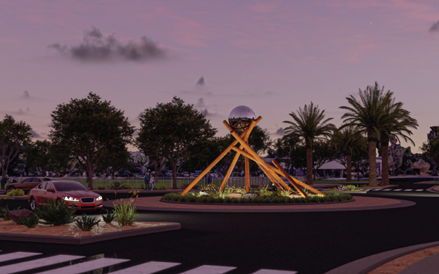 Rendering of Cactus Blossom by Gordon Huether at Night