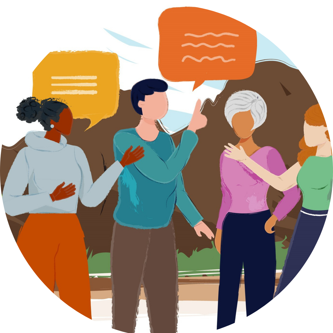 Illustration of people talking