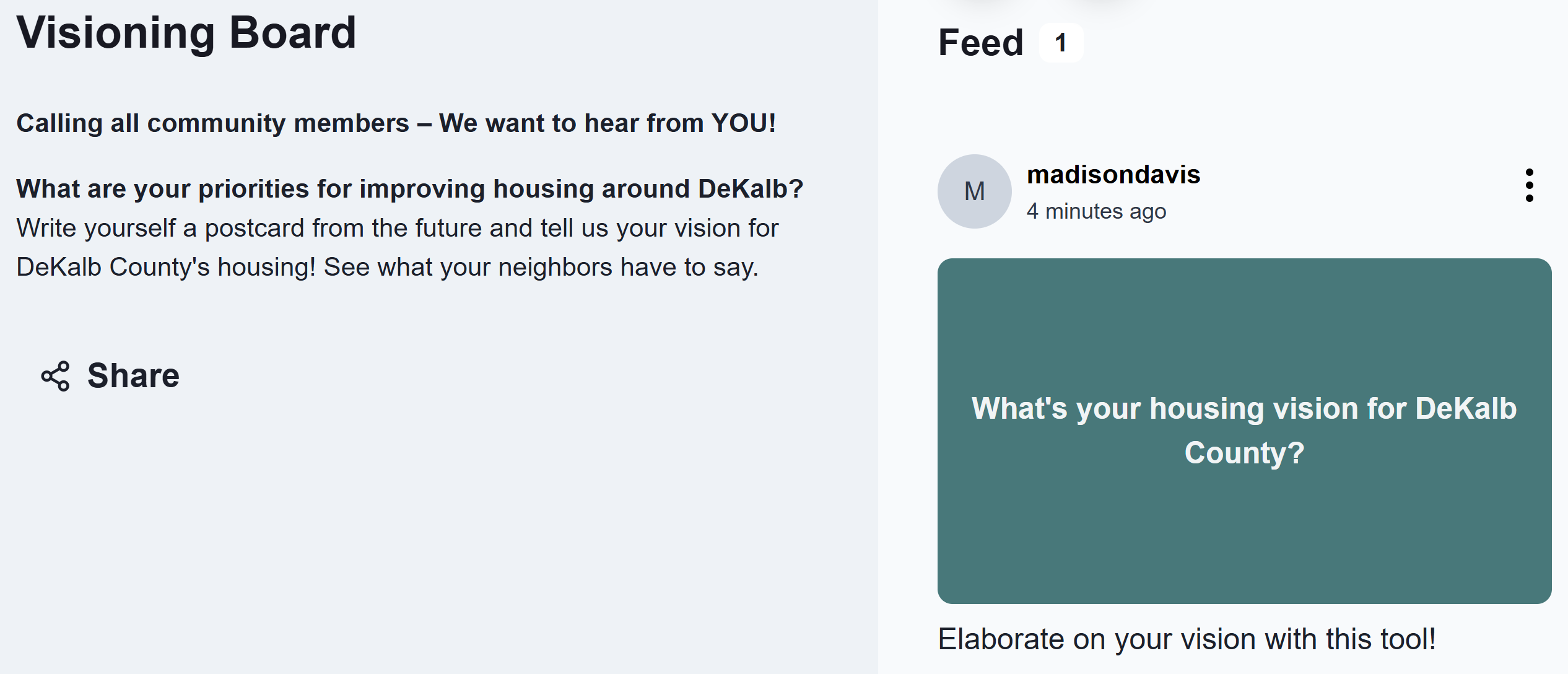 Comprehensive Housing Plan Vision Board