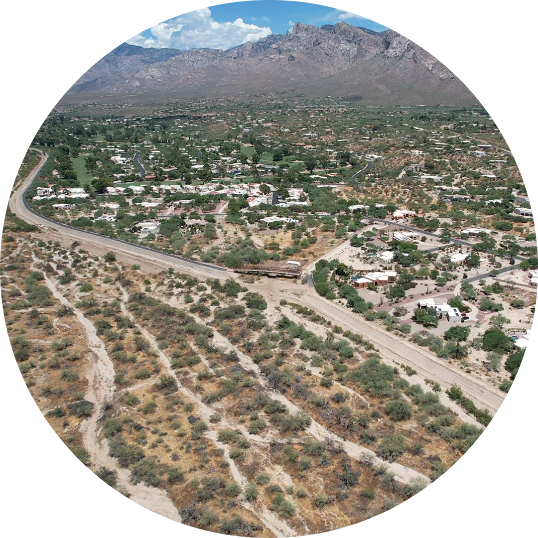aerial photo with housing and open space