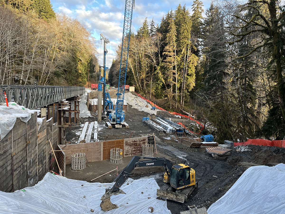 Photo of US 101 May Creek work zone taken in February 2025