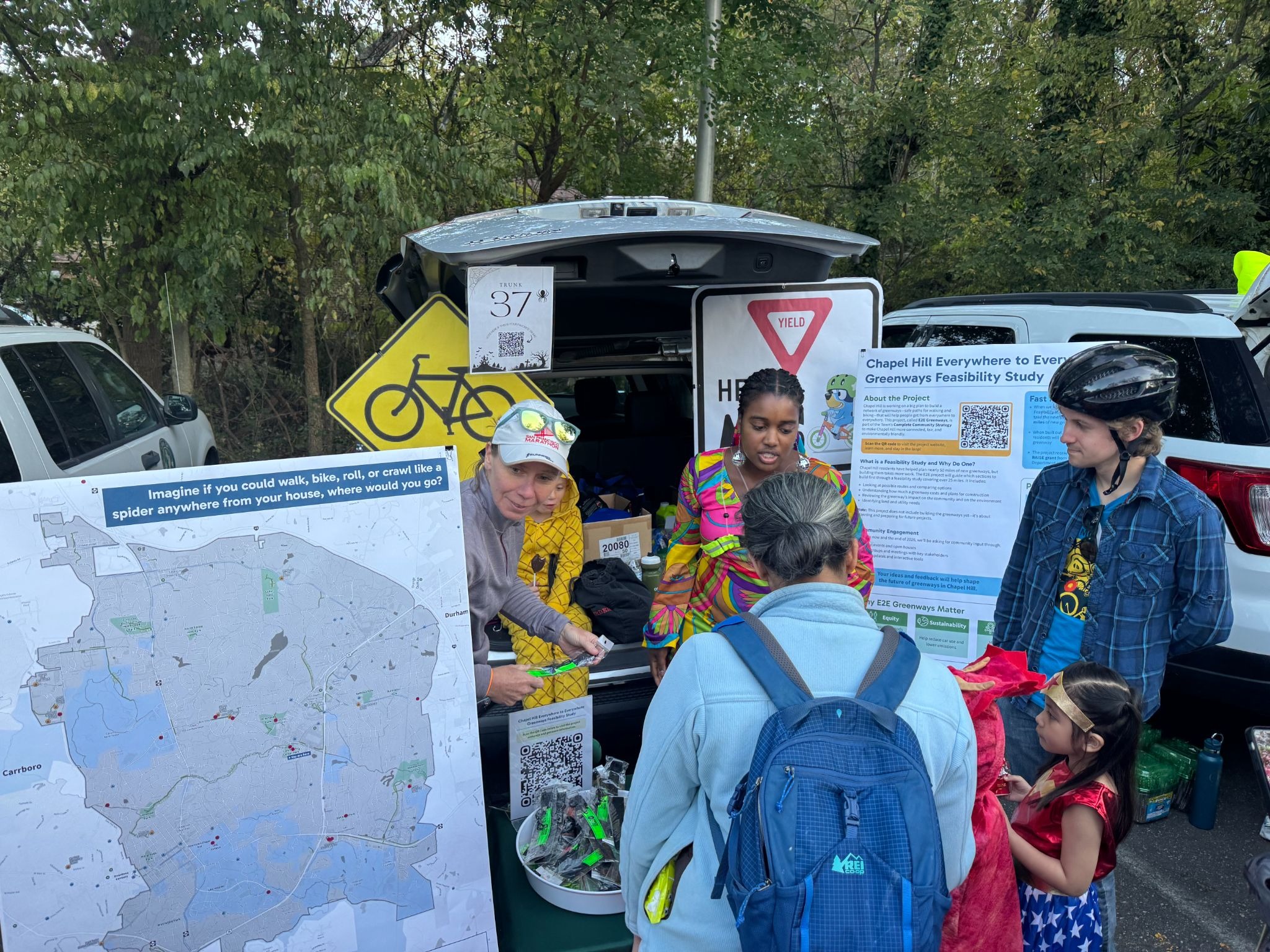 People at Haunted Hill Trunk or Treat 