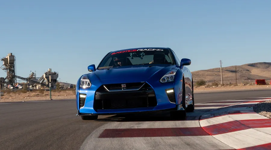  Nissan GT R on a racetrack