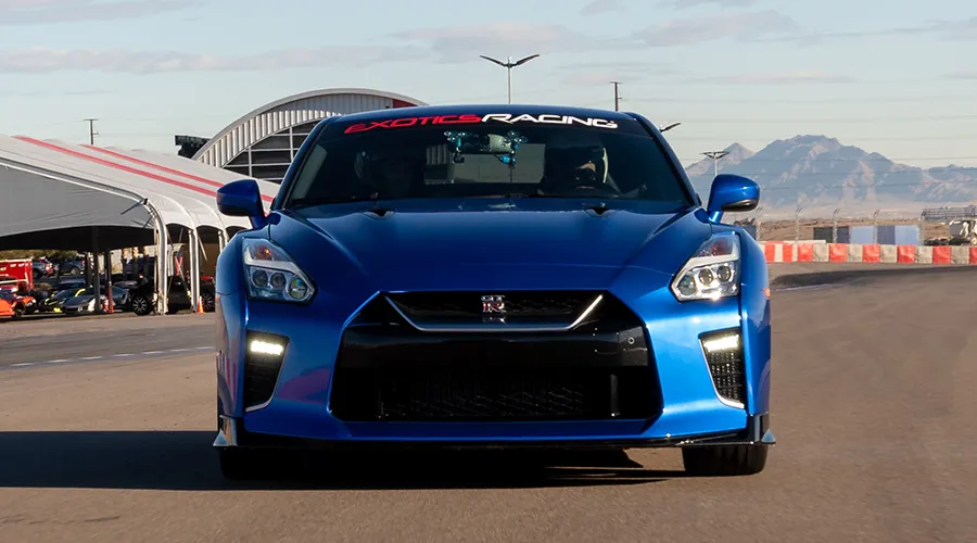 Nissan GT R on a racetrack