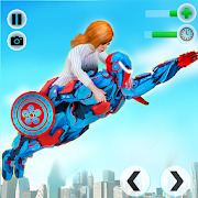 flying robot captain hero city survival mission